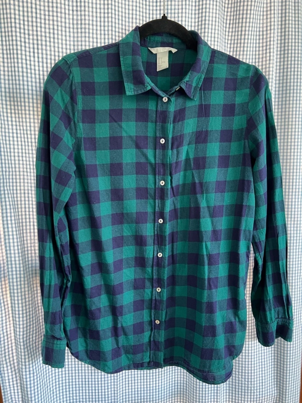 H&M Green & Navy Plaid Button-Down Shirt
